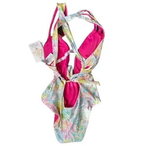 Becca‎ Hot Springs One Piece Medium Tie Dye Plunge Swimsuit thumbnail 7