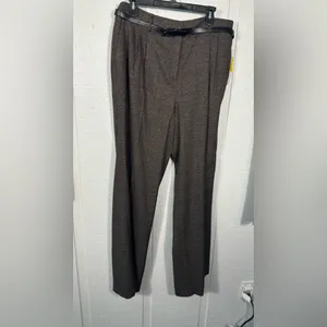 Calvin Klein Women's Brown Herringbone Belted Pants Size 12 N… thumbnail 2