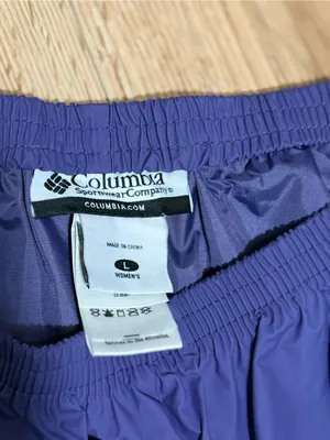 Columbia Rain Pants Purple Waterproof Shell Snap Hem Hiking Womens L thumbnail 3