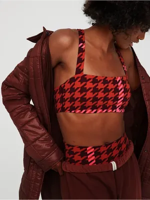 NWOT Offline by Aerie Red & Pink Patterned Crop Bralette Size XL thumbnail 1