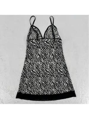 Victoria's Secret Chemise Zebra Stripes Lace Trim Semi Sheer Size medium thumbnail 2
