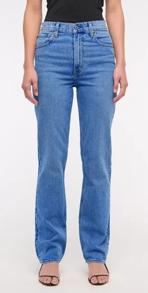 Abercrombie & Fitch 90s Slim Straight Ultra High Rise Jeans Size 27 Tall Blue thumbnail 1