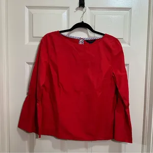 Tommy Hilfiger long sleeve blouse red bell sleeve size small NWT thumbnail 1