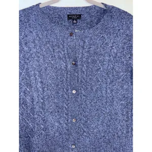 Current Air‎ Blue Marled Cable Knit Bell Sleeve Button Front Cardigan 2120145 M thumbnail 2