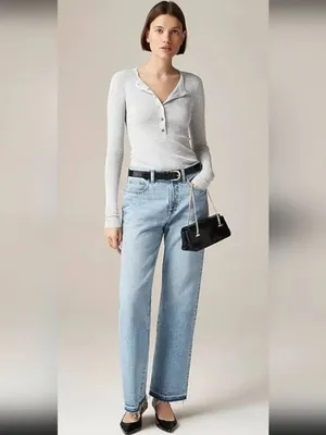 J.Crew Ribbed Henley Sweater Lurex NWT Silver Medium thumbnail 7