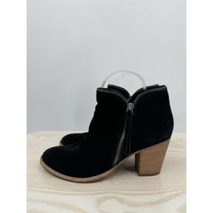 Dolce Vita Jana Black Suede Ankle Boots 7.5 Side Zippers Block Heel Western Boho thumbnail 2