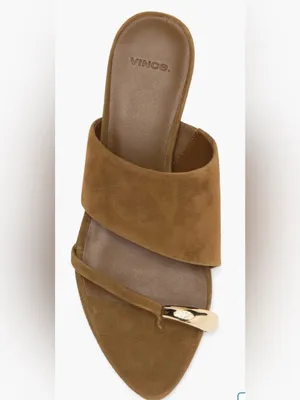 Vince Suede Open-Toe Mule in Cognac with Gold Accent Size 5.5 thumbnail 3