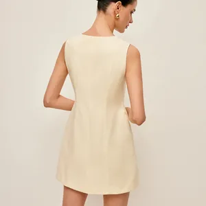 Commense Button-Front Cotton & Linen Sleeveless Dress size xs thumbnail 2