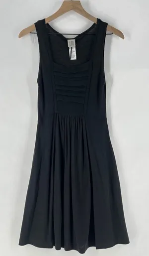 Lunn‎ by Lilith Black Lightweight Cotton Dress Mesh Trim Fit & Flare Pockets thumbnail 1
