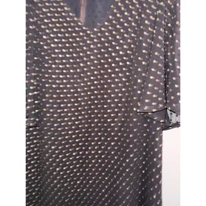 GOOD HART Matilda Jane Black‎ Gold Polka Dot Flutter Sleeve V Neck Dress XS thumbnail 2