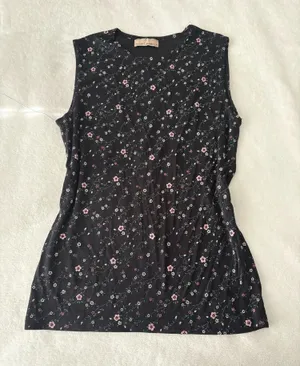 2000s Floral Top Black thumbnail 1