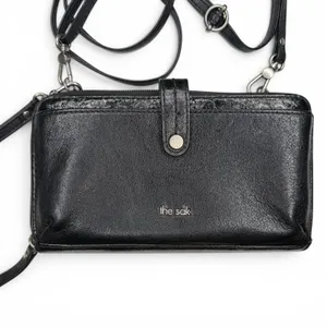 The‎ Sak Iris Smartphone 3 In 1 Crossbody Wristlet Wallet Black Leather Embossed thumbnail 3