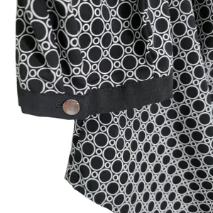 spense‎ women black white geometric print 3/4 sleeve zip neck tunic blouse top S thumbnail 4