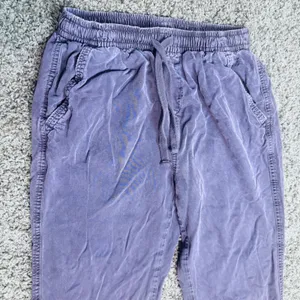 Aerie Sunwashed Purple Joggers XS Drawstring Elastic Waist Ankle‎ Zip Pants thumbnail 2