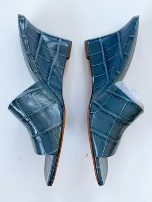 VINCE Pia Leather Wedge Sandals - Lake Blue Size 9 thumbnail 4