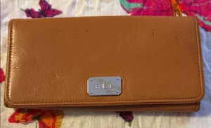 Lauren Ralph Lauren Tan Leather Continental Wallet with Silver Plaque thumbnail 1