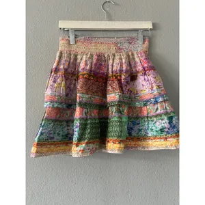 Alice and Olivia Multi Color Tiered Floral Patchwork Mini Skirt Smocked Waist thumbnail 8