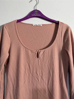 Reformation Jeans Ribbed Mini Dress in Dusty Rose Fall Winter Bodycon Size L thumbnail 5