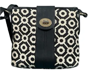 Spartina Convertible Crossbody Bag in Black/White Seagrass Fabric/leather trim thumbnail 1
