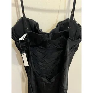 Anthropologie Rumored NWT Women Medium Negroni Black Satin Midi Dress Elegant thumbnail 8