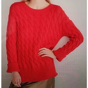 J. Crew Cotton blend cableknit side-slit crewneck sweater, style:Bm401, size s/m thumbnail 1
