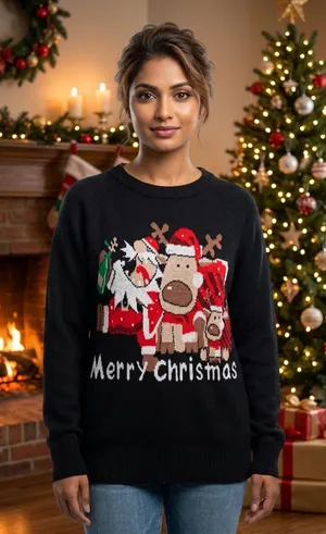 Women's Merry Christmas Sweater Size Large thumbnail 1