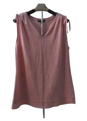 Sanctuary Tank Top Large‎ Pink Linen Tie Shoulder V-Neck Sleeveless Boho thumbnail 1