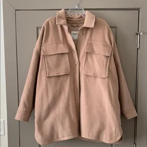 Abercrombie And Fitch Womens Oversized Tan Shacket Jacket Xl thumbnail 2
