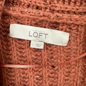 Ann Taylor Loft size large orange open‎ front duster cardigan sweater thumbnail 4