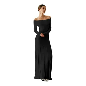 COMMENSE Off Shoulder Pleated Sweater Dress COLOR - Burgundy, Size Small thumbnail 4
