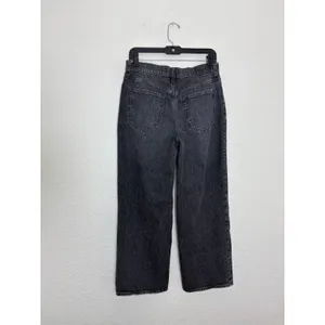 Madewell The Perfect Vintage Wide-Leg Crop Jeans Size 29 Washed Black Robles thumbnail 13