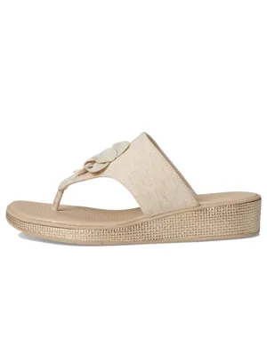 NEW LifeStride Bloom Wedge lightweight wedge Flip flop thong Sandal beige 8 wide thumbnail 4