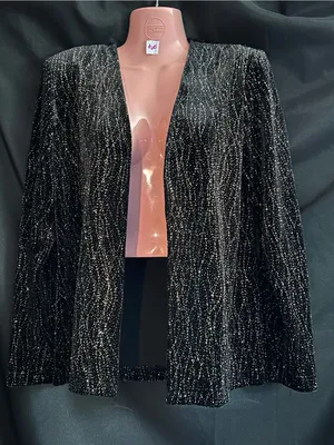Ronni Nicole Vintage Women’s Sparkle Open-Front Gold & Black Jacket SM thumbnail 1