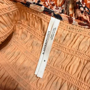 Anthropologie Orange Paisley Smocked Tiered Ruffle Maxi Dress Womens Size M thumbnail 8