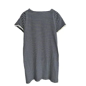J.Crew Navy White Striped Poplin Trim Ruffle Sleeve Cotton T-Shirt Dress XL thumbnail 2