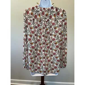 Ann Taylor LOFT Semi Sheer Floral Button‑Down Top Size S Lightweight thumbnail 2