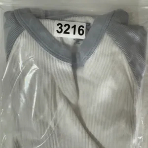 3216 | John Galt Ribbed Cropped Baseball Tee Blue Cream Long Sleeve One Size thumbnail 6