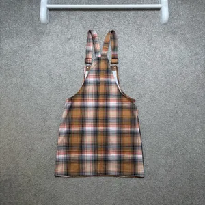 Jolie & Joy Beige, Red, White, and Black Plaid Pinafore Mini Overall Dress thumbnail 5