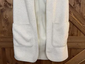 Joie Women’s XS Ivory Sherpa Fleece Hooded Long Vest Open Front (9207) thumbnail 2