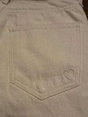 Djerf Avenue Relaxed Jeans 100% Organic cotton button fly cream Size 25 NWOT thumbnail 6