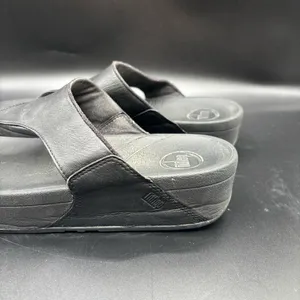 FitFlop Womens Lulu Toe Post Strap Leather Sandals‎ Flip Flop Black Size 10 thumbnail 4