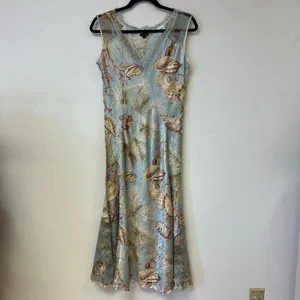Vintage Komarov Shell Print Midi dress Lace mesh thumbnail 5