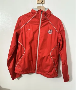 Nike Storm Fit Women’s Ohio State Jacket Medium College Rain Jacet Red OSU thumbnail 1