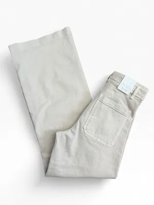 NWT Zara The Patch Pocket Wide Leg Jeans in Cream Size 6 thumbnail 7