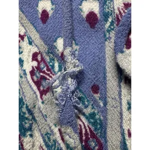Free People Purple Paisley Bell Sleeve Blouse Ruffle Neck Button Front Top Med M thumbnail 13