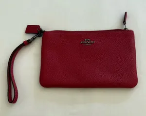 Coach red leather wristlet  thumbnail 1
