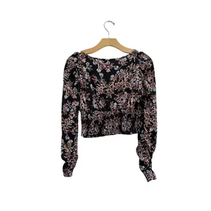 Free People Santiago‎ Floral Print Puff Sleeve Crop Blouse Boho Top XS thumbnail 5