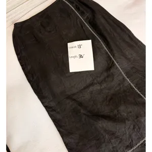 J. Jill Black 100% Linen Faux Wrap Maxi Skirt White Contrast Stitching Size 4 thumbnail 5