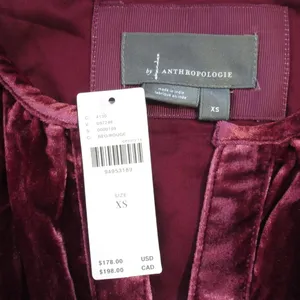 NWT by Anthropologie The Somerset Maxi in Red Maroon Velvet Edition Dress XS thumbnail 7