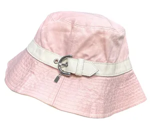 Vintage Y2K Coach Pink Bucket Hat Leather Buckle Belt Charm Size Small P/S thumbnail 1
